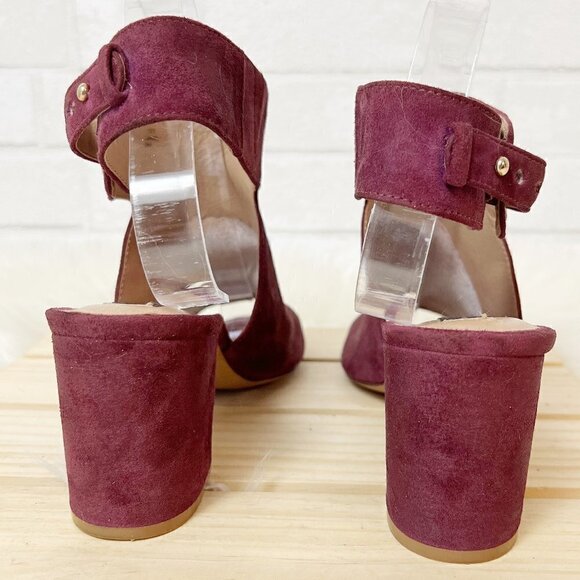 Steven by Steve Madden Venuz Peep Toe Cutout Plum Suede Sandals Size 7.5 - Picture 7 of 9